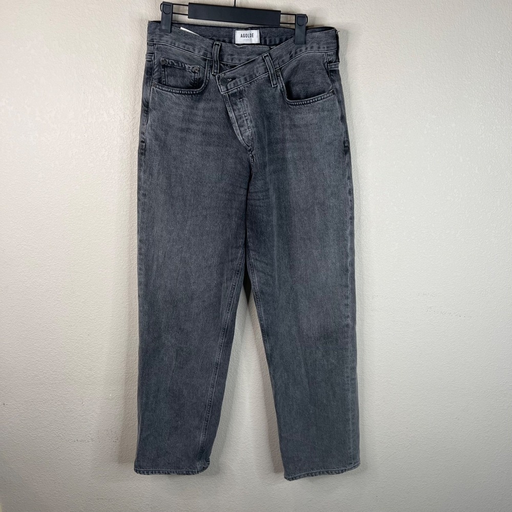 Agolde Womens Gray High-Rise Straight Leg Jeans Sz 28 Button Fly